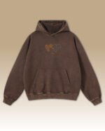 Bluza oversize z kapturem <br>Serce Pełne Miłości <br>Haft, Efekt sprania, edycja ORANGE